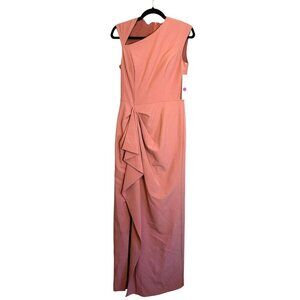 NWT Kay Unger Pink Front Ruffle Slit Sleeveless Gown Dress SAMPLE Size US 6 [jb]
